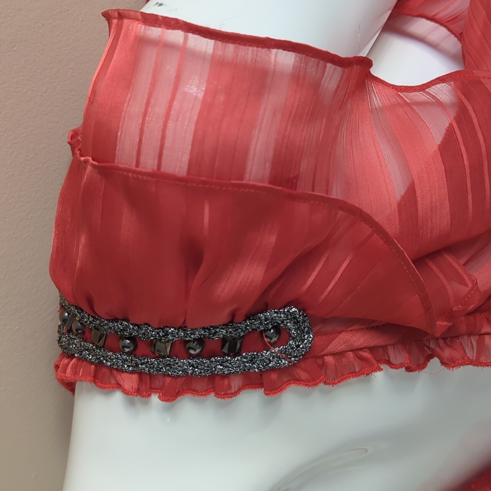 Bebe Sheer Ruffle Blouse - Picture 4 of 5